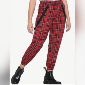 Hot Topic red plaid punk emo harness jogger pants